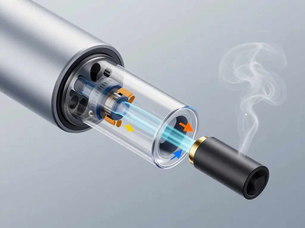 Schéma air tube dans cigarette électronique montrant pathway airflow