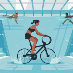 aquatic bicycle silhouettes dans piscine moderne
