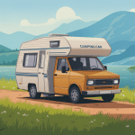 camping-car sur cales 4 niveaux parfaitement à l’horizontale