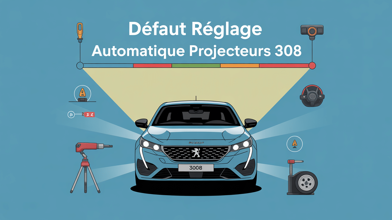 Défaut réglage automatique des projecteurs 308 visuel explicatif sécurité