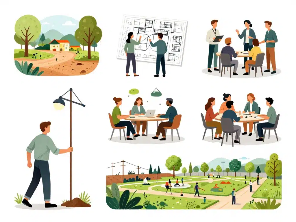 Étapes projet avec landiste paysage
