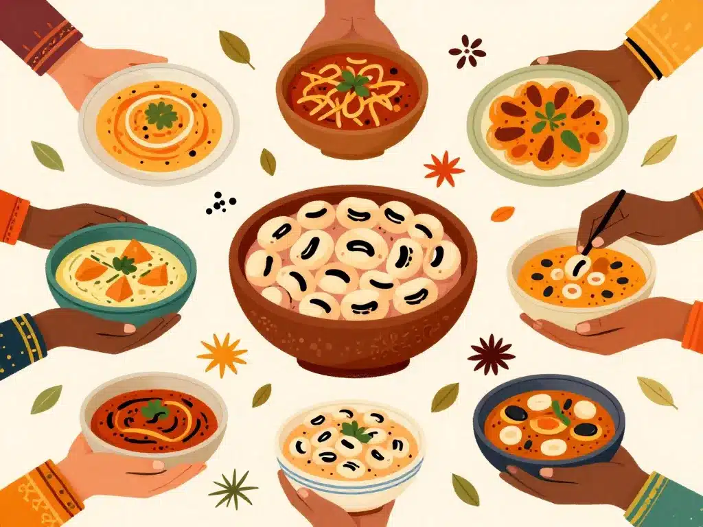 divers plats traditionnels à base de lobia haricot oeil noir