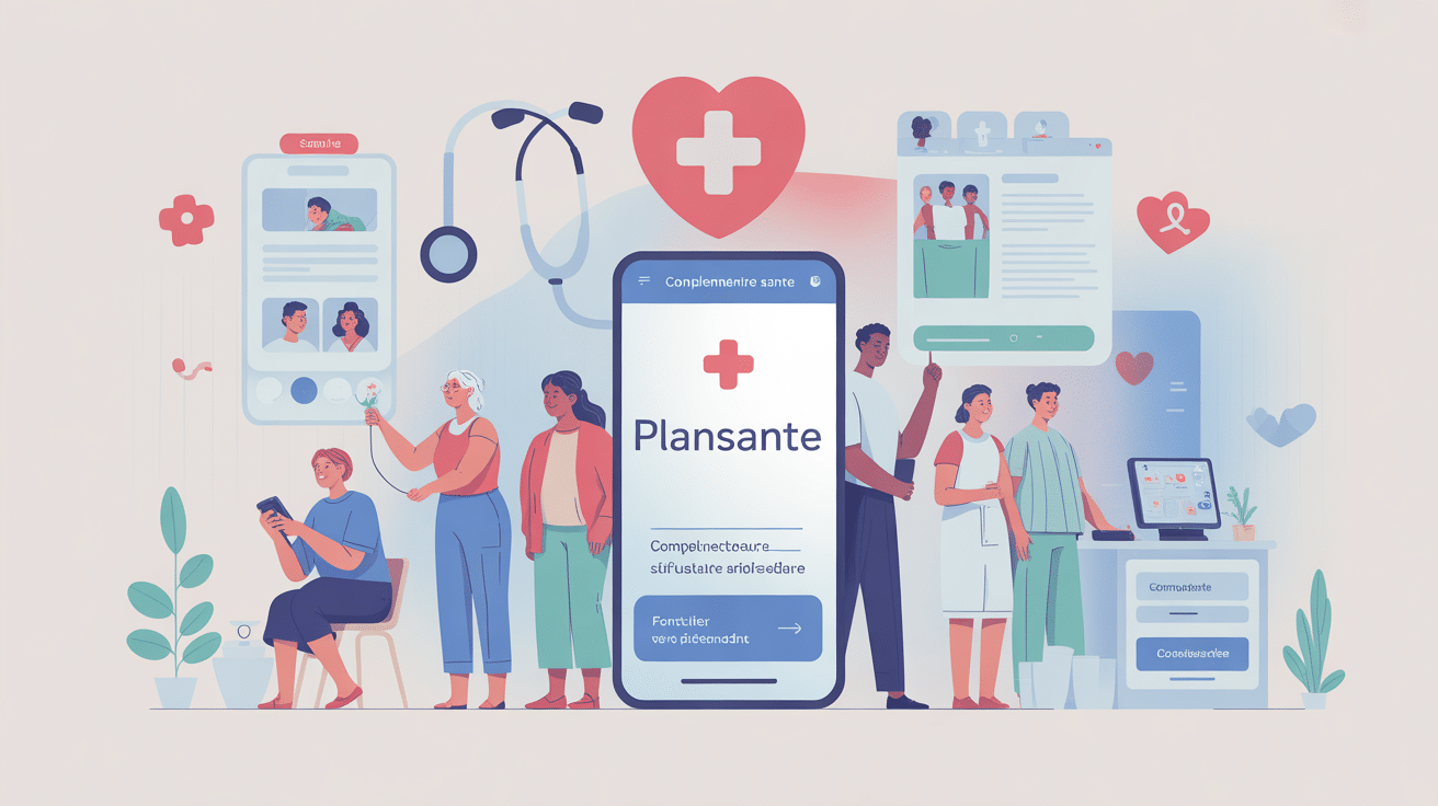 Illustration plansante complémentaire santé gestion digitale