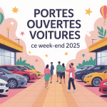 illustration portes ouvertes voitures ce week-end 2024 devant concession