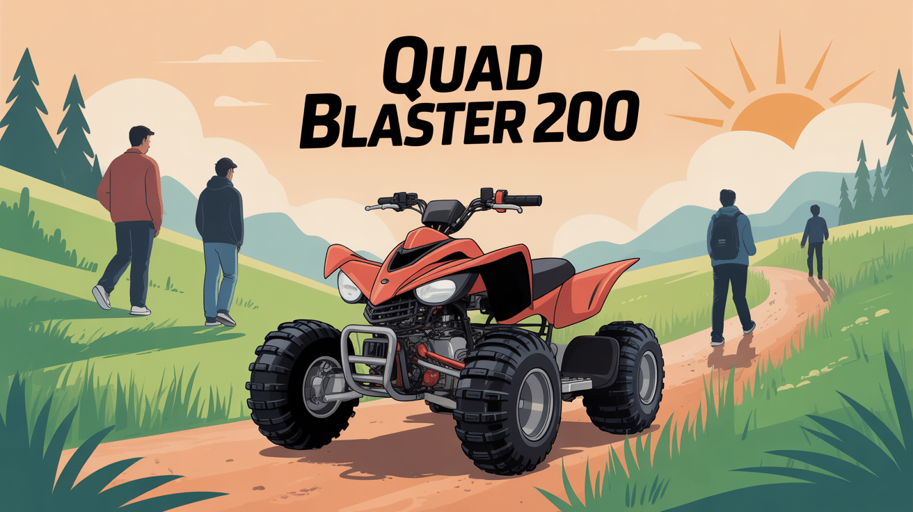 Quad Blaster 200 sur chemin tout-terrain illustration