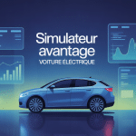 simulateur calcul avantage en nature voiture électrique illustration vectorielle stylisée