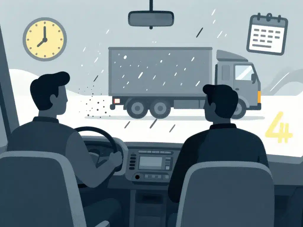 tableau : temps de conduite et de repos exceptions double équipage météo