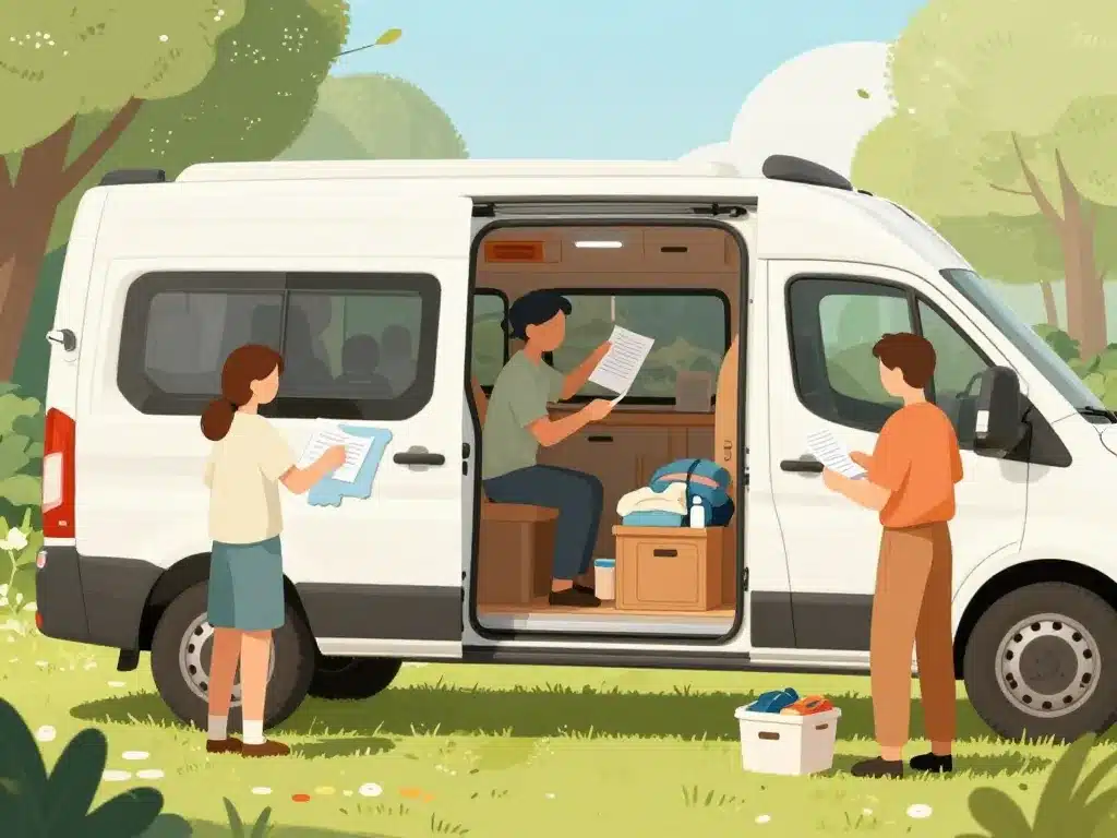 préparation vente camping-car cause décès divorce illustration