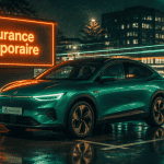 assuroad assurance auto temporaire voiture verte nocturne