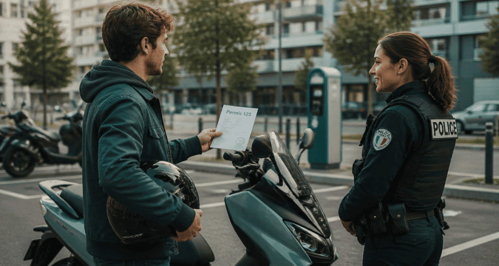 conduire sans permis 125 attestation police scooter
