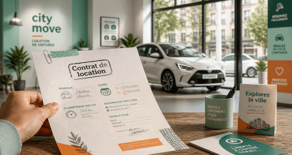 contrat de location de voiture sur comptoir agence