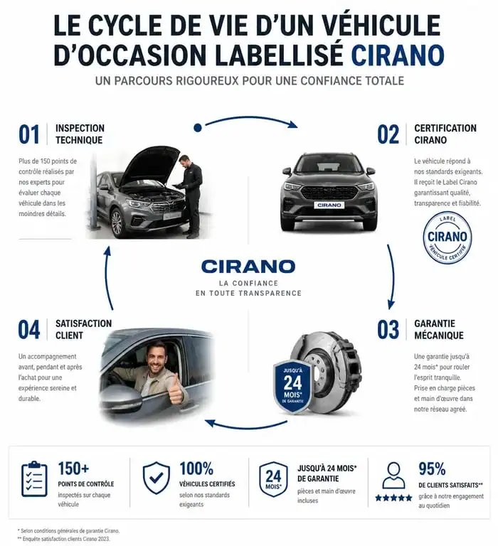 Schéma du processus de labellisation automobile Cirano pour les professionnels