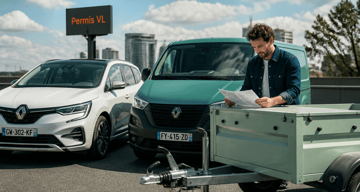 Permis VL voiture utilitaire remorque parking