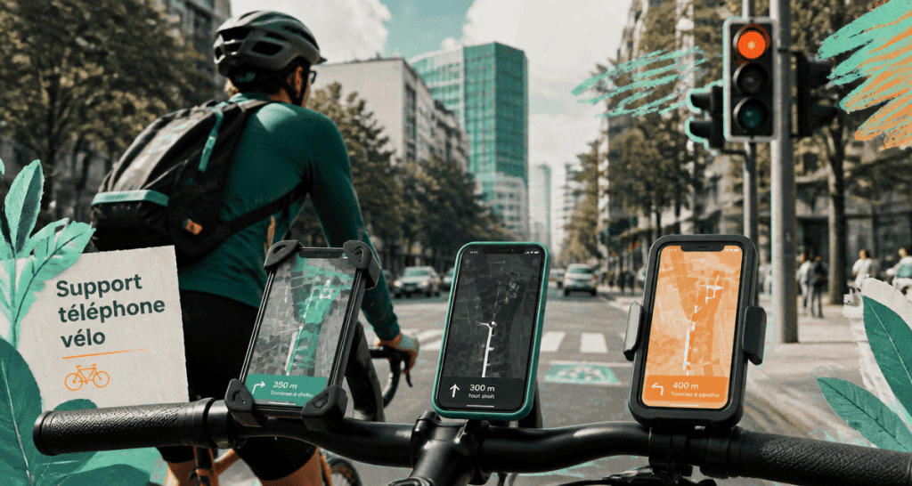 porte tel velo sur guidon avec 3 supports