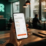 simulation prêt revolut sur smartphone dans un café