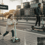 trottinette ou patinette sur trottoir et piste cyclable