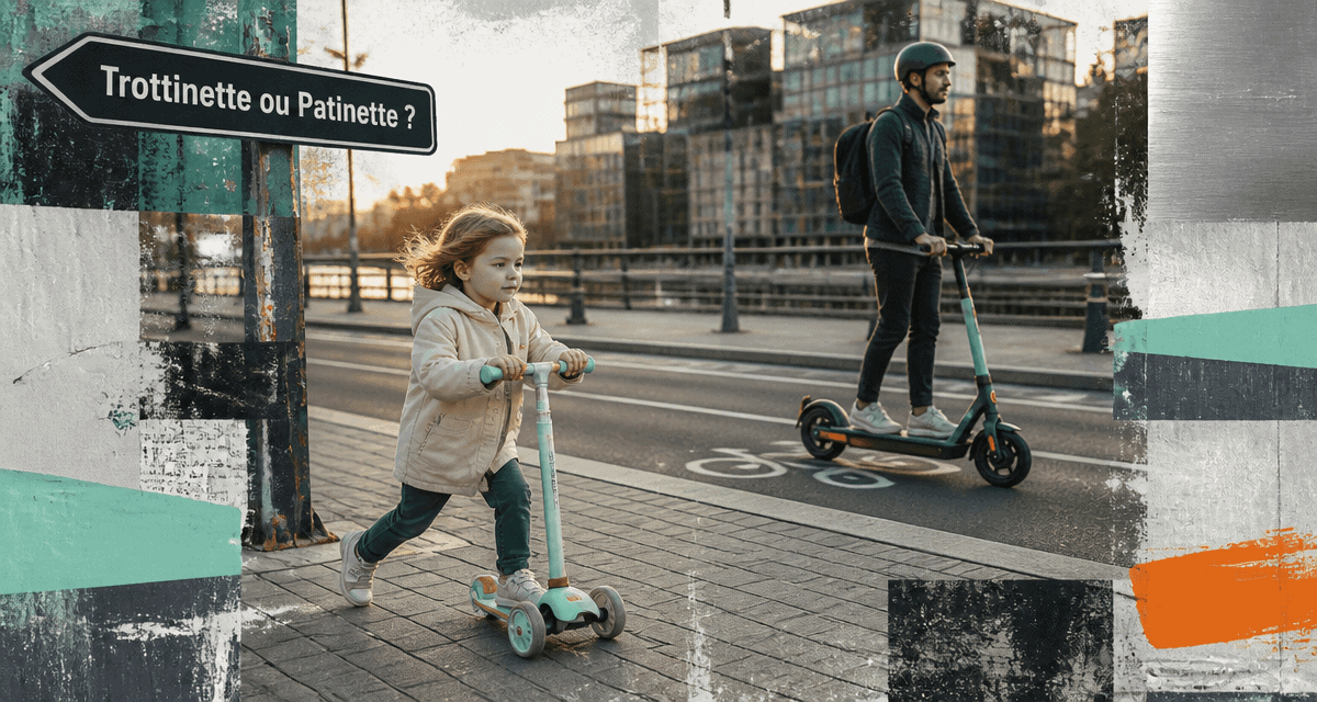 trottinette ou patinette sur trottoir et piste cyclable