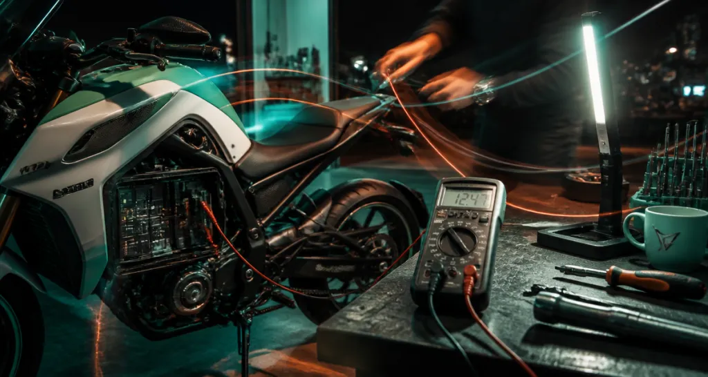 durée de vie batterie moto test multimètre garage