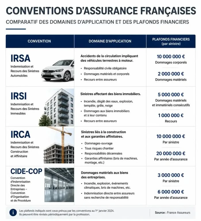 Tableau comparatif des conventions d'assurance IRSA, IRSI, IRCA et CIDE-COP