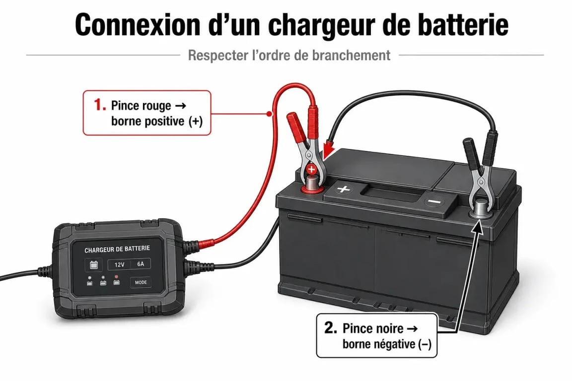 Schéma de branchement pour recharger batterie voiture en toute sécurité