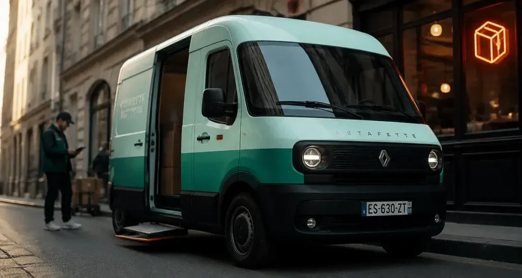 Estafette electrique livraisons urbaines, rayon de braquage 3,1 m, charge 20 min