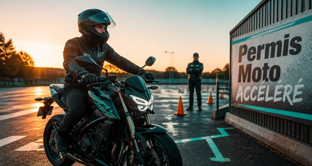 permis accéléré moto jeune motard piste