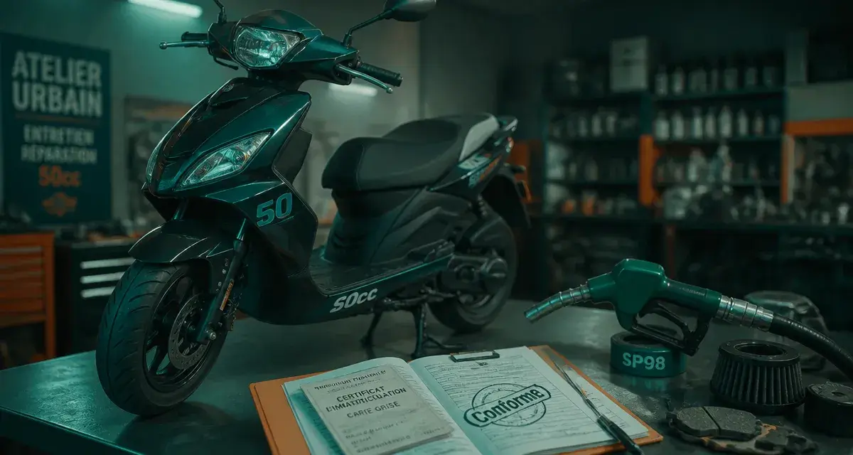 Scooter essence 50cc : pistolet de carburant et documents conformes