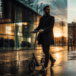trottinette adulte grandes roues sur trottoir urbain