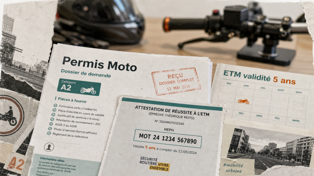 Validité code moto : 5 ans pour réussir (permis, calendrier ETM)