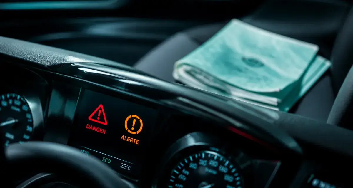 Voyants tableau de bord rouge danger et orange alerte sur tableau de bord voiture