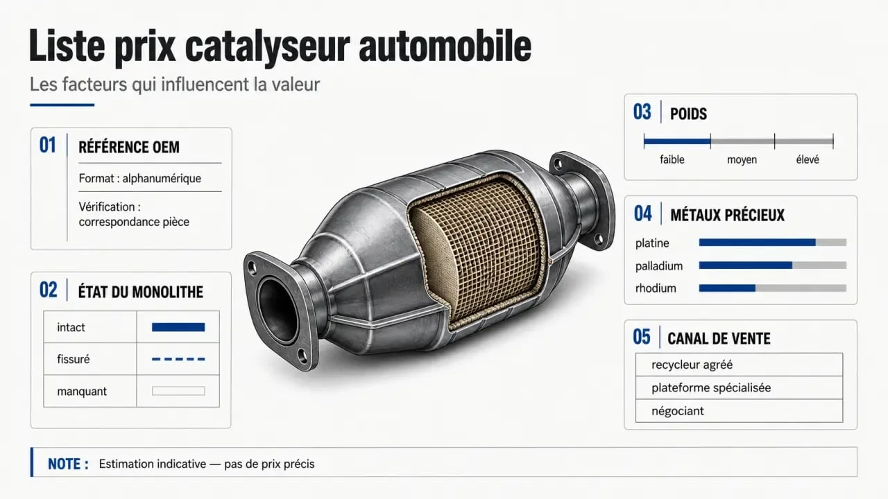 Liste prix catalyseur automobile : illustration des critères qui influencent la valeur