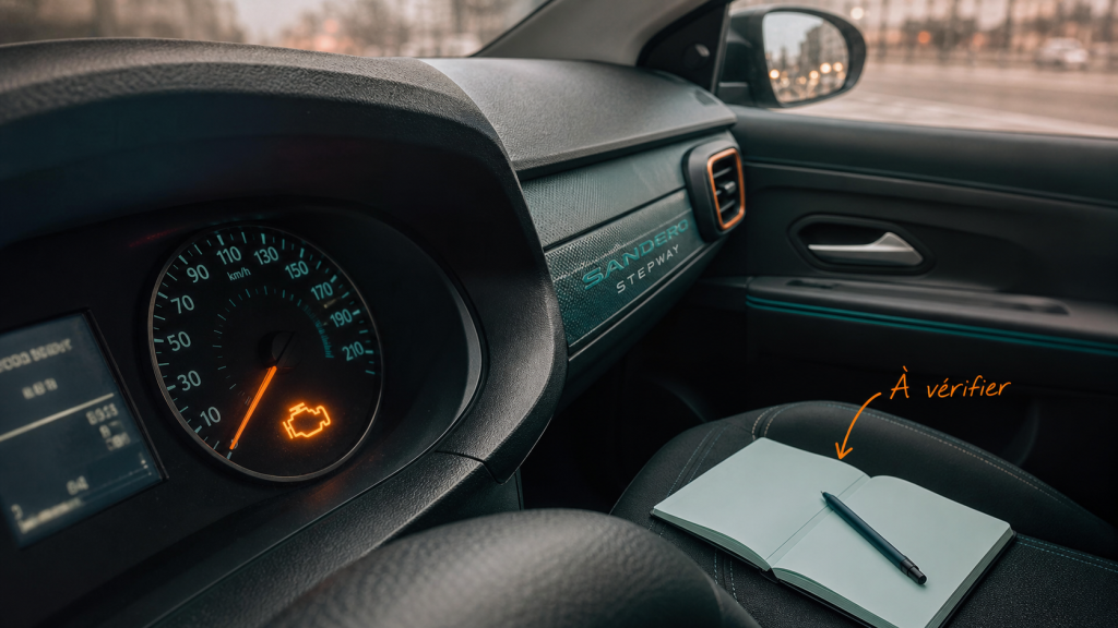 Liste voyant Dacia Sandero Stepway : voyant orange moteur au tableau de bord