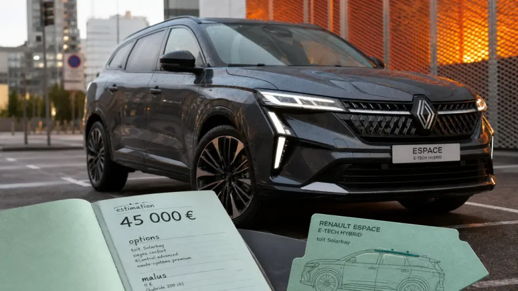 Renault Espace 2025 prix : estimation options sur parking urbain