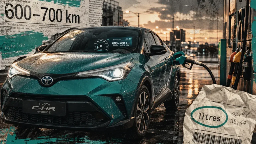 Combien de km avec un plein Toyota C-HR hybride : 600 à 700 km (photo)