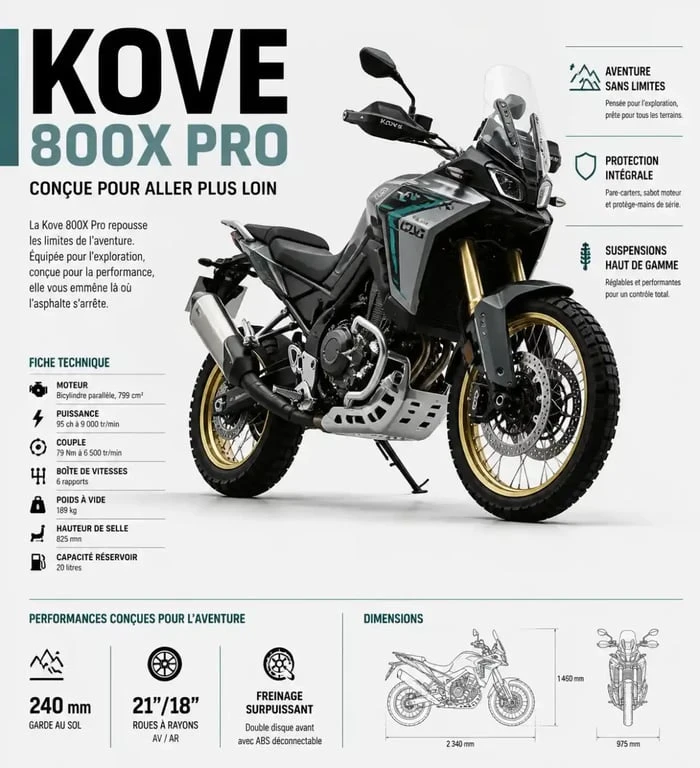 Moto Kove 800X Pro pour assurance moto Kove