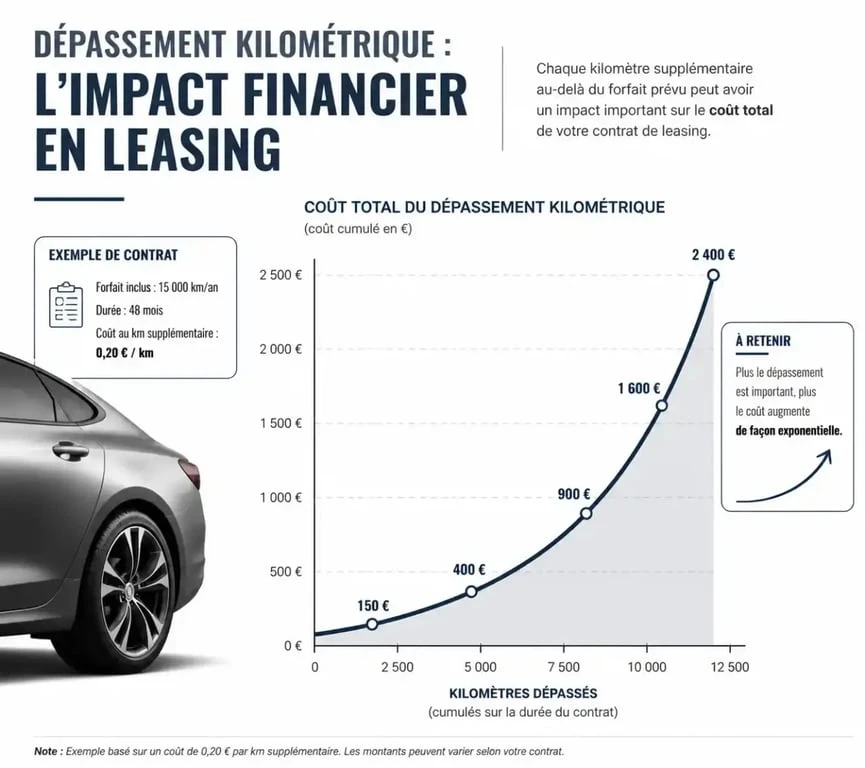 Coût du dépassement kilométrique voiture en leasing