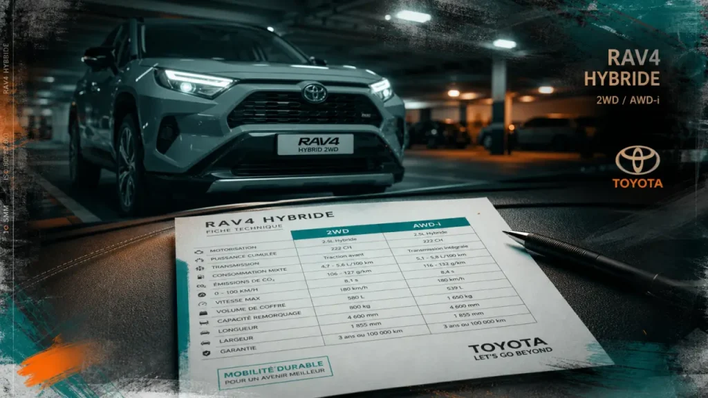 Fiche technique rav4 183 ch, 514 litres, 2WD / AWD-i