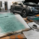 Peugeot 3008 moteur, carnet d’entretien ouvert