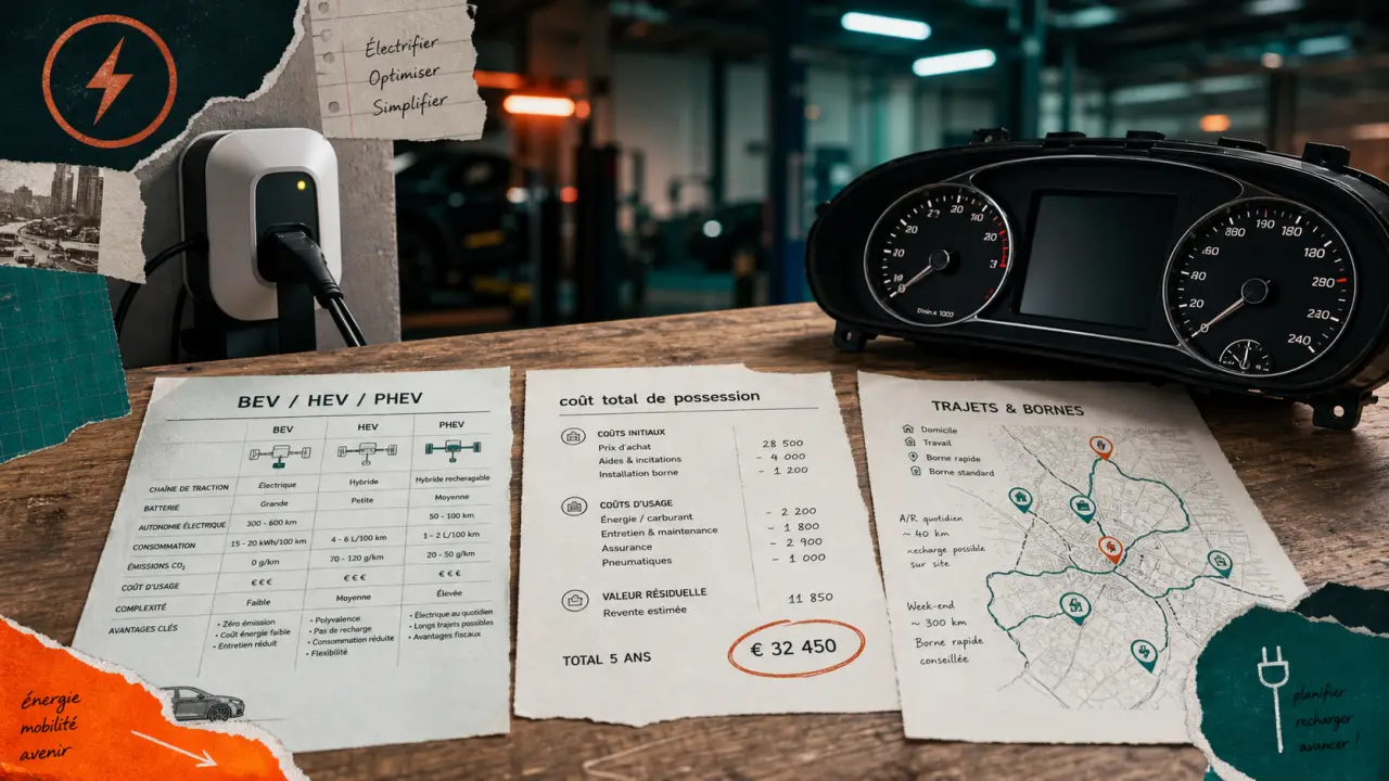 Voiture électrique et hybride : comparatif BEV HEV PHEV et coût total