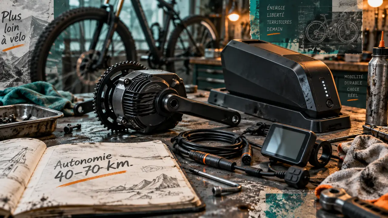 Kit électrique pour vélo 250 W : batterie amovible et câblage