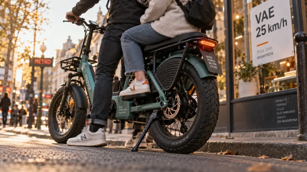 Vélo électrique biplace 25 km/h en ville, 180 kg de charge